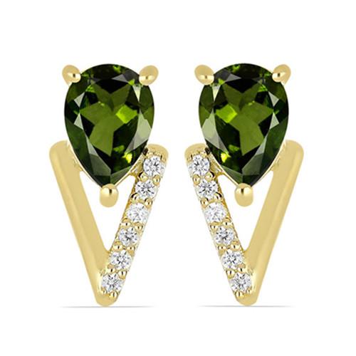 1.60 CT GREEN SAPPHIRE GOLD PLATED STERLING SILVER EARRINGS #VE011575